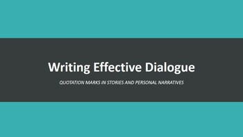 Preview of Writing Dialogue Effectively (PPT, Student Handout, Assignment, Lesson Plan)
