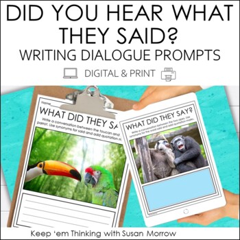 Preview of Writing Dialogue Photo Writing Prompts FREEBIE | Digital  and Print
