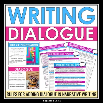 Preview of Dialogue Writing Presentation and Assignment - Punctuating Dialogue Rules