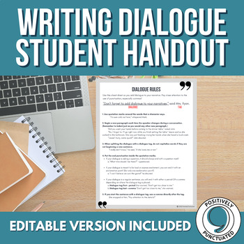 Preview of Writing Dialogue Punctuation Rules Handout | Middle & High School