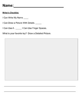 Preview of Writing/Drawing Favorite Toy Worksheet with Checklist