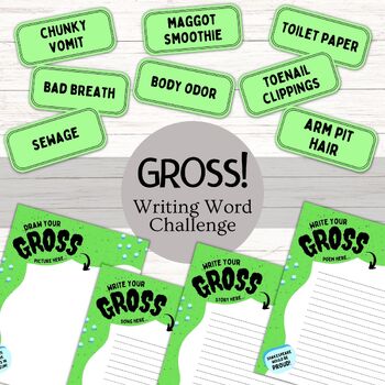 Preview of Writing Drawing Prompt Challenge, Gross Icky Sticky, Funny Humor Activity