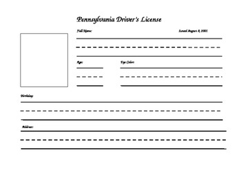 blank pennsylvania drivers license template
