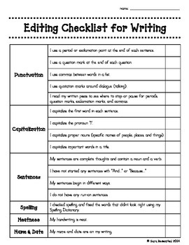editing an essay checklist