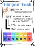 Writing Editing Notes: comma splice and FANBOY cheat sheets
