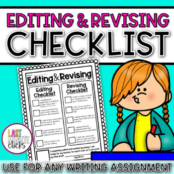 Preview of Writing Editing & Revising Rough Draft to Final Draft Checklist