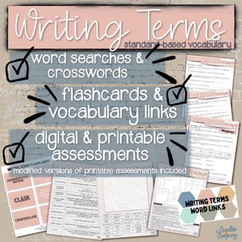 Preview of Writing Elements Vocabulary | Language Arts Resource | Assessment Tool