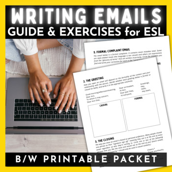 Preview of Writing Emails in English Guide and Worksheets for ESL Adult and High School