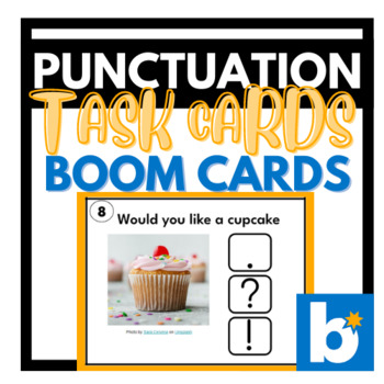 Preview of Writing Ending Punctuation- PRINTABLE Task Cards + Digital Boom Cards