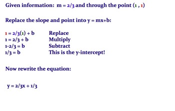 Preview of Writing Equation of a Line given Point and slope