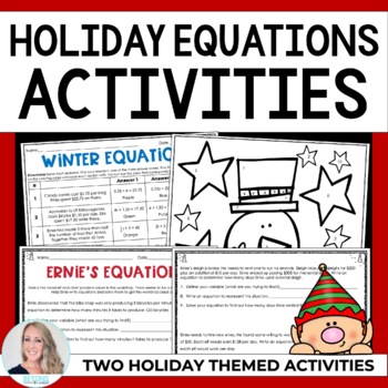 Preview of Equations Christmas Math Activity