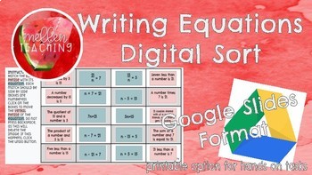 Preview of Writing Equations Digital Sort