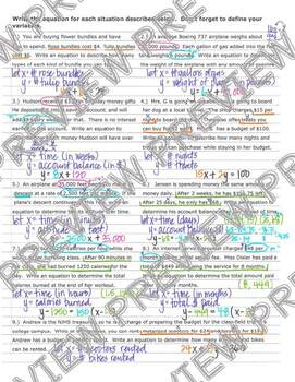 assignment 11 writing equations from word problems