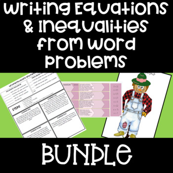 Preview of Writing Equations & Inequalities from Word Problems - BUNDLE