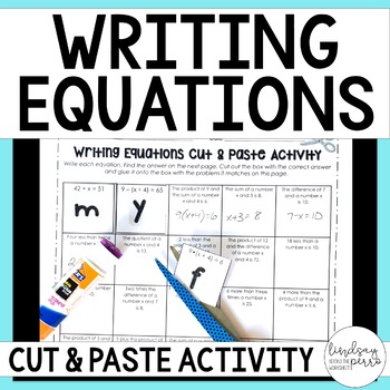 Preview of Writing Equations Math Activity