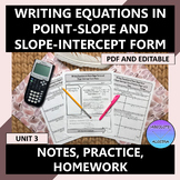 Writing Equations Point-Slope & Slope-Intercept Form Notes