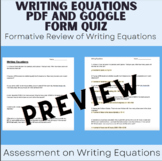 Writing Equations Quiz(One and Two Step)