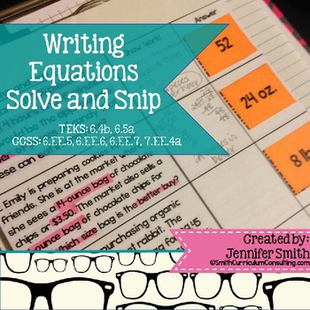 Preview of Writing Equations Solve and Snip® Interactive Word Problems