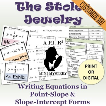 Preview of Equations w/ Slope-Intercept Form & Point-Slope Form Scavenger Hunt + Digital