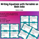 Writing Equations With Variables on Both Sides Task Cards 