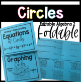 Writing Equations and Graphing Circles Editable Foldable f