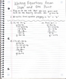 Writing Equations from Slope and One Point Notes