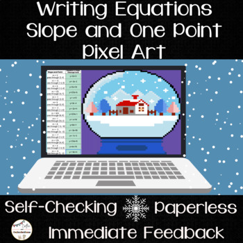 Preview of Writing Equations from Slope and One Point Pixel Art - Winter Math Activity