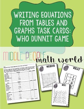 Preview of Writing Equations from Tables & Graphs Using Unit Rate Who Dunnit Game