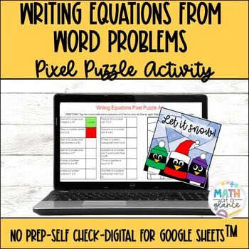 Preview of Writing Linear Equations from Word Problems Pixel Puzzle Activity