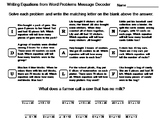 Writing Equations from Word Problems Worksheet: Math Message Decoder