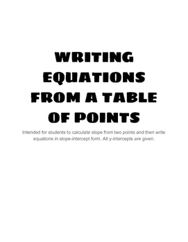 Writing Equations from a Table Task Cards by Lauren Hartman TpT