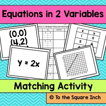 Preview of Writing Equations in 2 Variables Matching Game