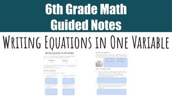 Preview of Writing Equations in One Variable Guided Notes - Editable