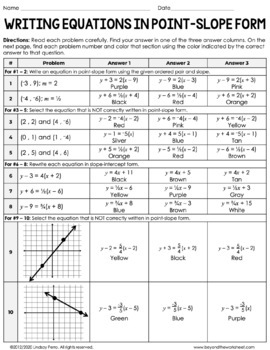 Download Writing Equations in Point Slope Form Coloring Worksheet ...