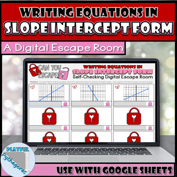 Preview of Writing Equations in Slope Intercept Form Digital Escape Room Activity