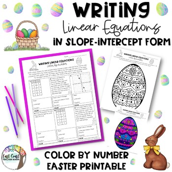Preview of Writing Equations in Slope Intercept Form Easter Activity