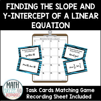 Preview of Finding the Slope and Y-Intercept of a Linear Equation Matching Game