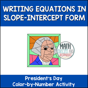Preview of Writing Equations in Slope-Intercept Form President's Day Math Coloring Activity
