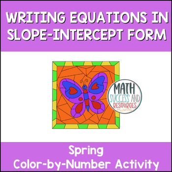 Preview of Writing Equations in Slope-Intercept Form Spring Math Coloring Activity