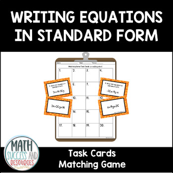 Preview of Writing Equations in Standard Form Task Cards Matching Game