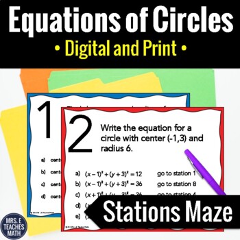Preview of Equations of Circles Activity | Digital and Print
