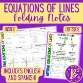 Writing Equations of Lines Folding Notes | English & Spanish