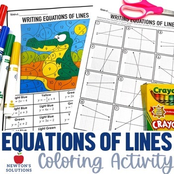 Preview of Writing Equations of Lines Given a Graph Color by Number Activity