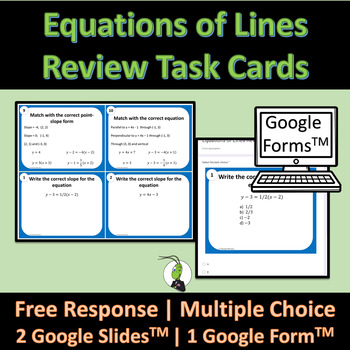 Preview of Writing Equations of Lines Review Google Task Cards | Algebra 1 - Calculus