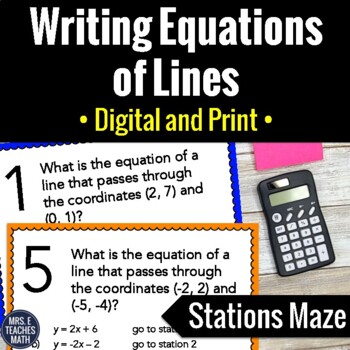 maze equations stations lines writing activity math