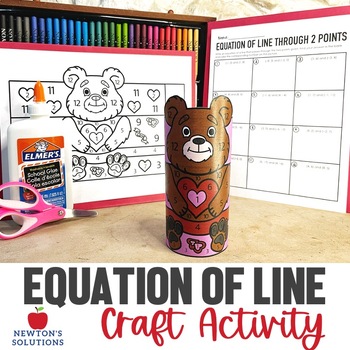 Preview of Writing Equations of Lines Through Two Points Valentine's Day Coloring Craft