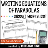 Writing Equations of Parabolas Self-Checking Worksheet Cir