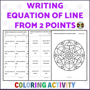 Preview of Writing Equations of a Line from 2 Points - Coloring Activity/Color by Code