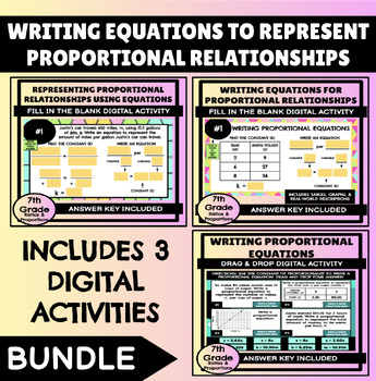 Preview of Writing Equations to Represent Proportional Relationships Digital Bundle