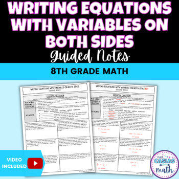 Preview of Writing Equations with Variables on Both Sides from Word Problems Guided Notes